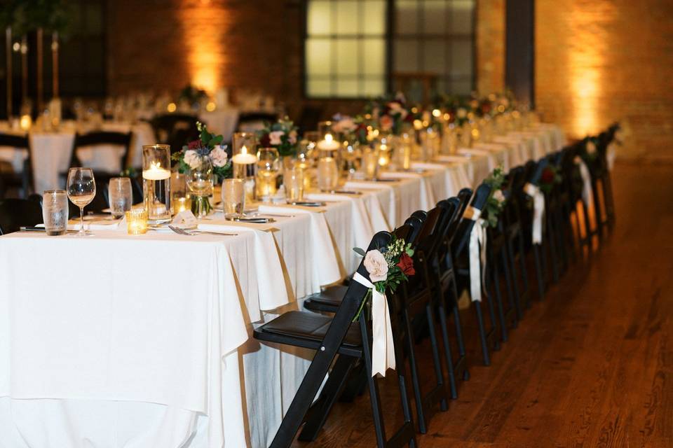 White linens and Chairs