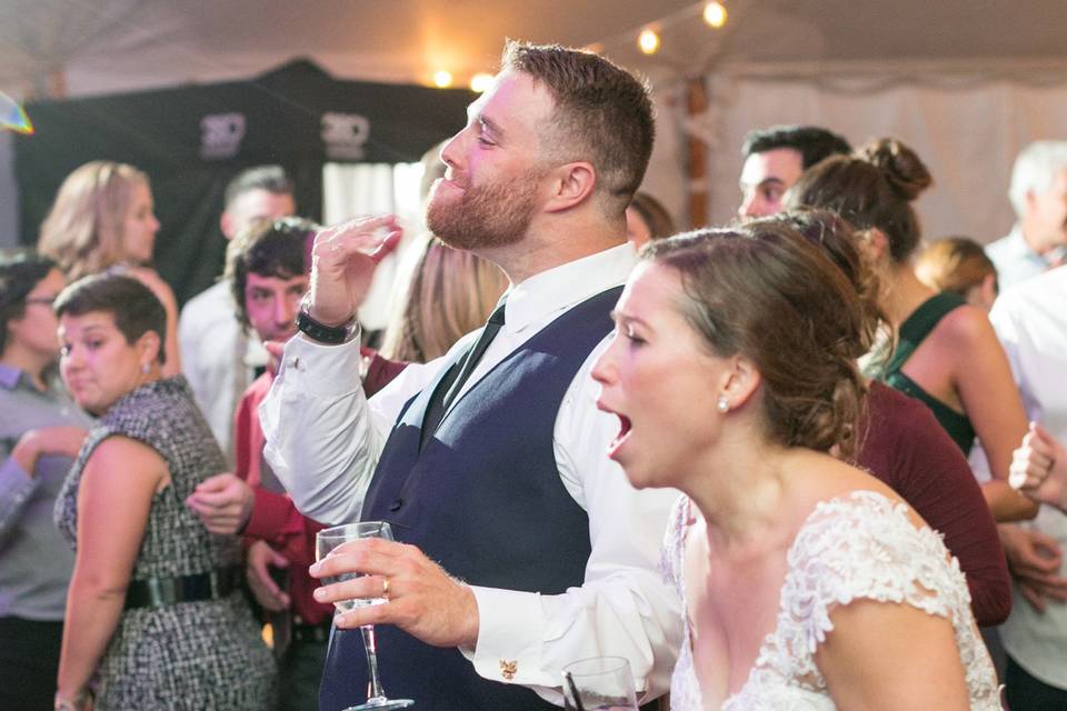 Couple and guests enjoying the music