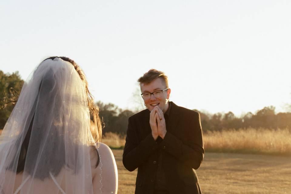 Bride and groom first look