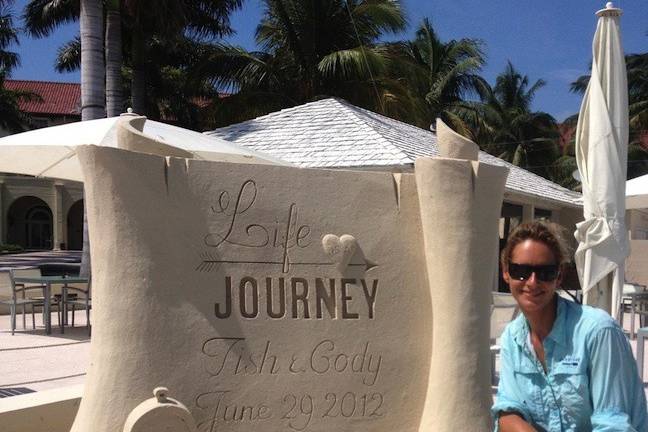 'Life is a Journey' proposal/wedding sand sculpture