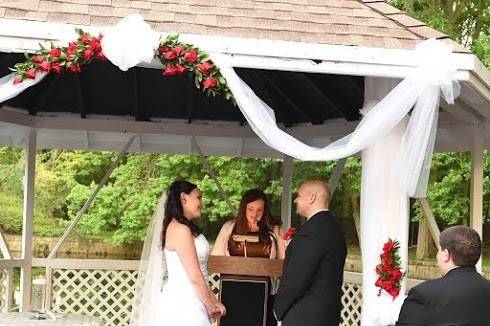 Kathy & Frank awaiting their first kiss as husband and wife at the Woodbury Country Club*Photo courtesy of Patken Photography