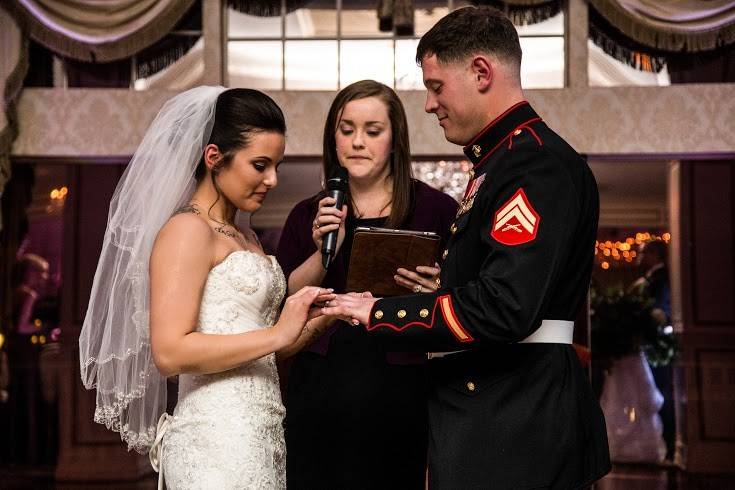 Amanda & Robert exchanging their vows at the beautiful Giorgio's Caterers*Photo courtesy of Silverfox Photography