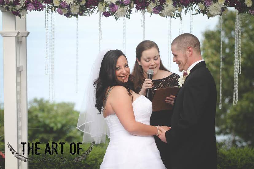 Diane & Matt catch a laugh during their ceremony at the Miller Beach Surf Club*Photo courtesy of The Art of Actuality