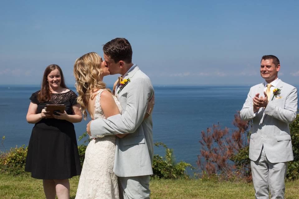 Angela & Michael share their first kiss as husband and wife at a private estate in Mattituck *Photo courtesy of Serge Gree Photography