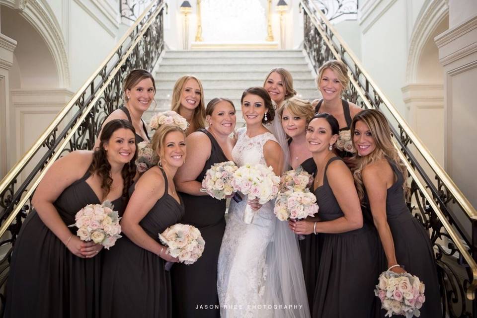 Bride with bridesmaids