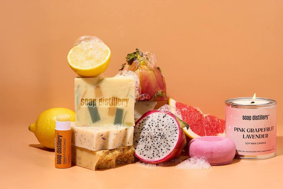 Bar soap with tropical fruits