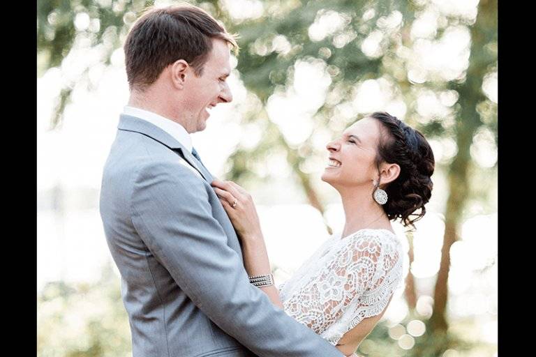 Smiling Bride and Groom