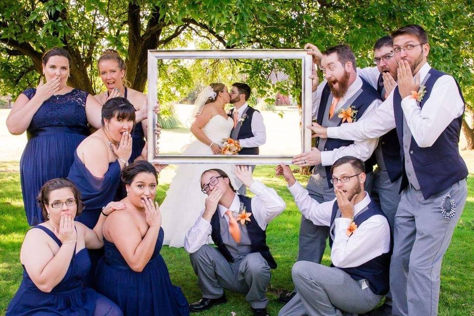 Bride with bridesmaids