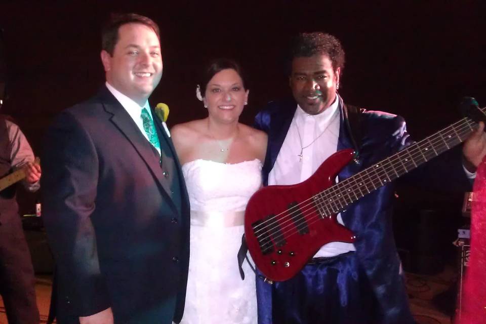 Newlyweds with the front man