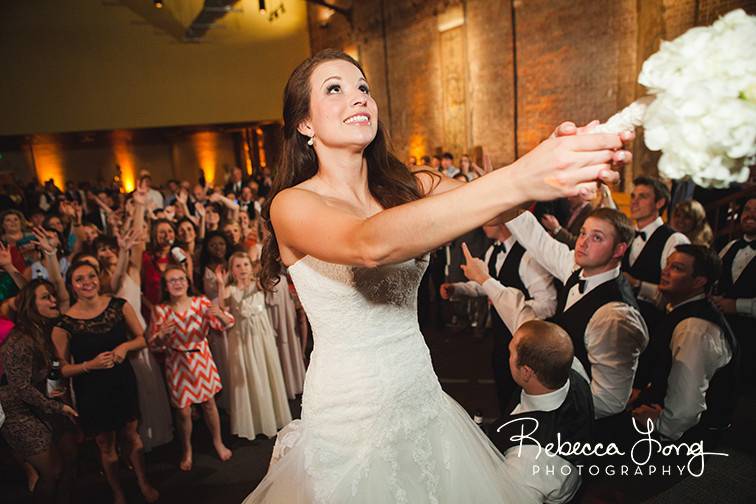 Bride tossing her bouquet