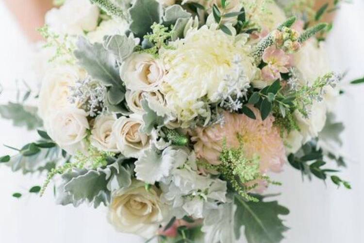 White flowers and leaves