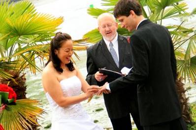 Wedding officiant at work