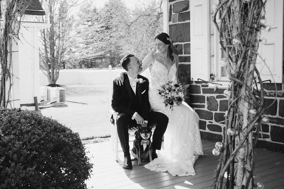 Bride, Groom & Dog