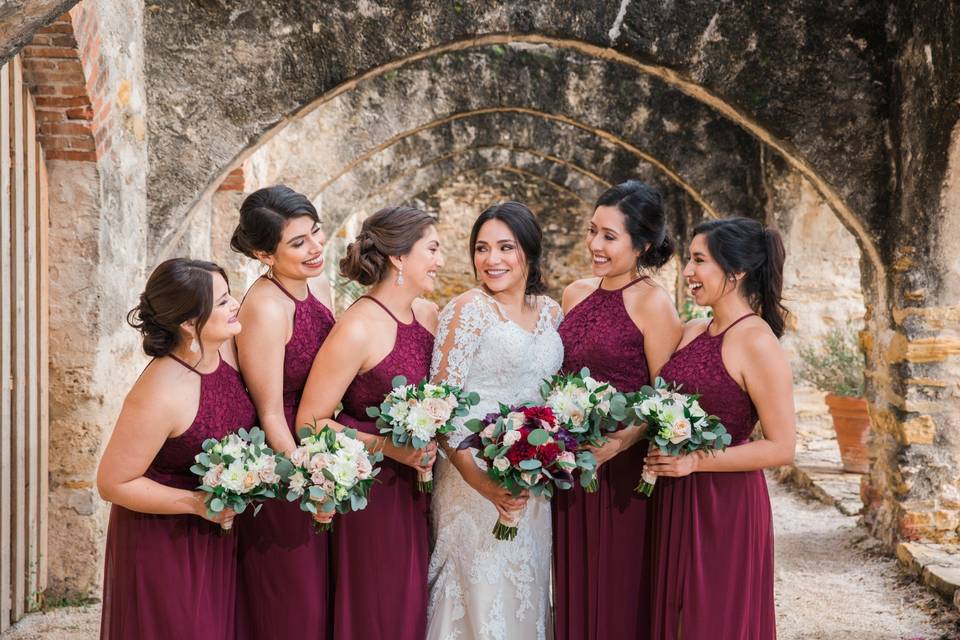 Bridesmaids at San Jose Missio