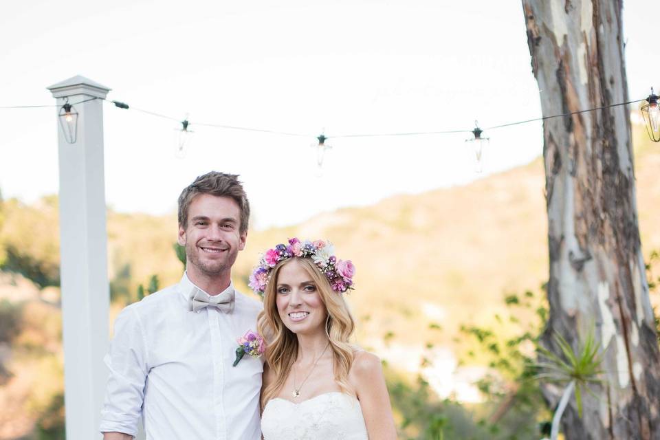 Backyard wedding portrait