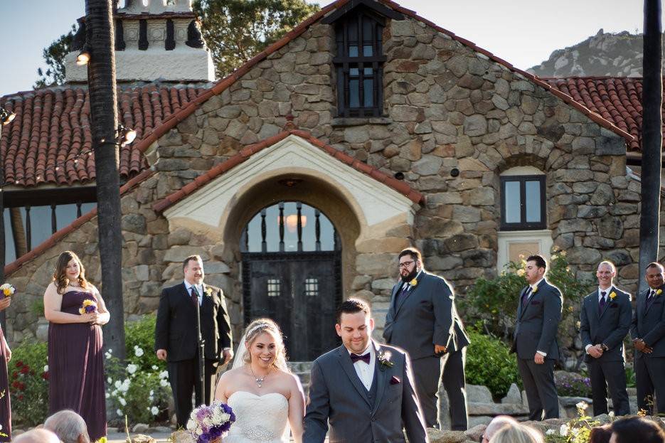 Couple walking down the aisle