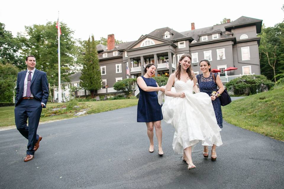 Bride and bridesmaid