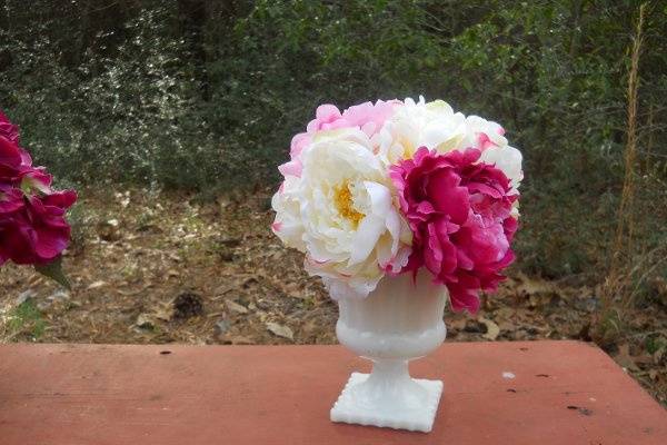 vintage milkglass centerpiece