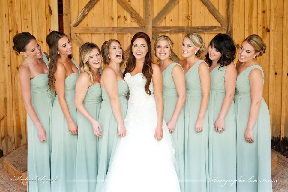 The bride with her bridesmaids