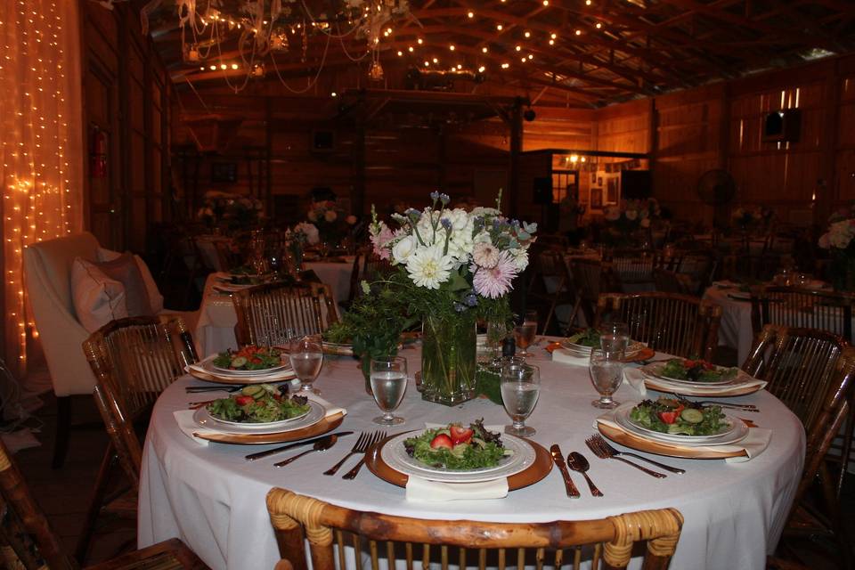 Table setup with centerpiece