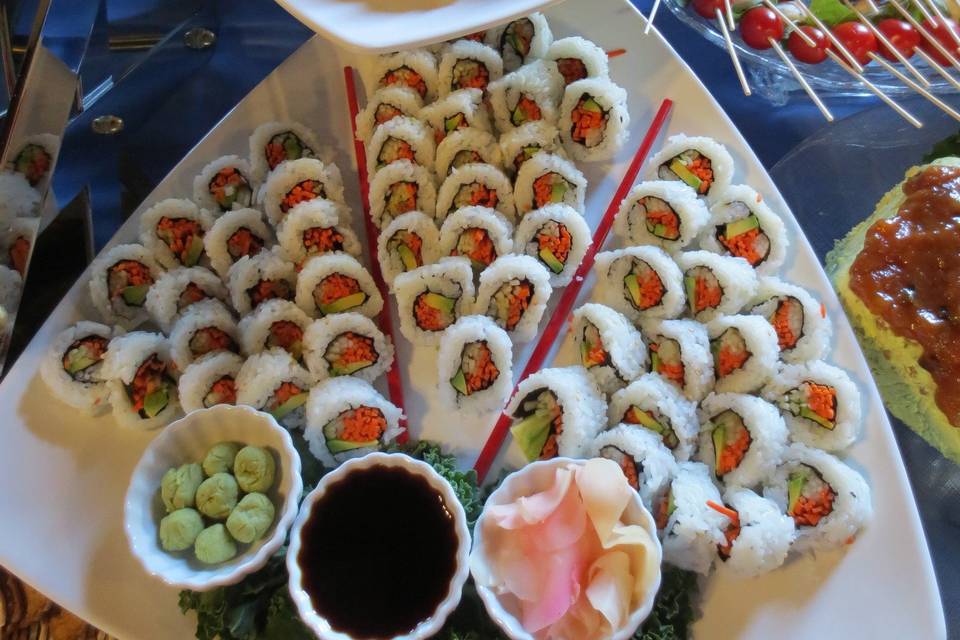 Sushi on an appetizer buffet
