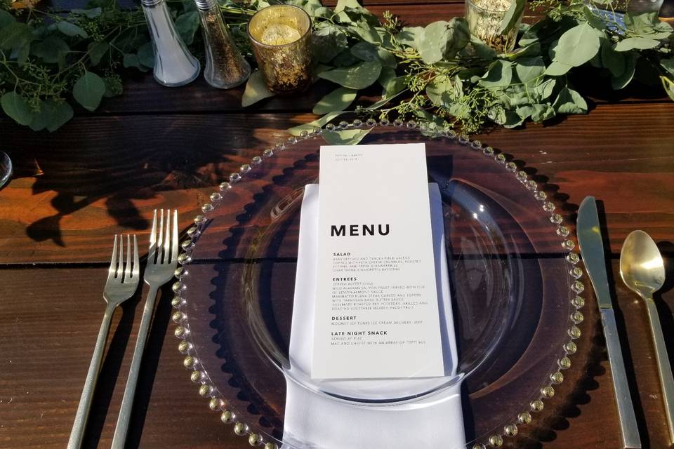 Seated, plated dinner