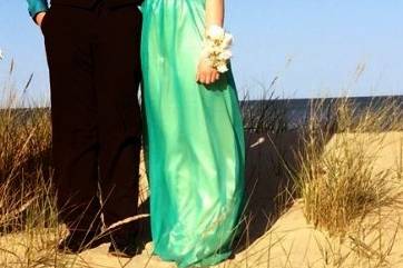 Prom: full length one shoulder chiffon gown