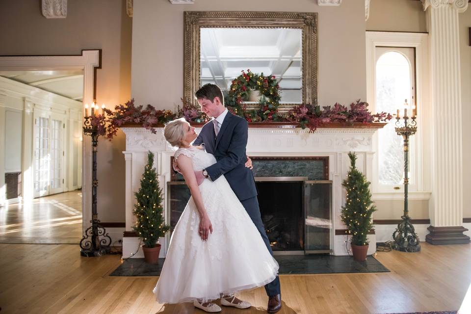 Couple posing in stylish room