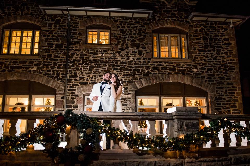 Beautiful couple on balcony