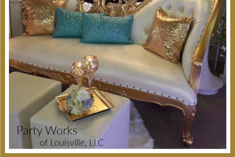 White & Gold Baroque Loveseat