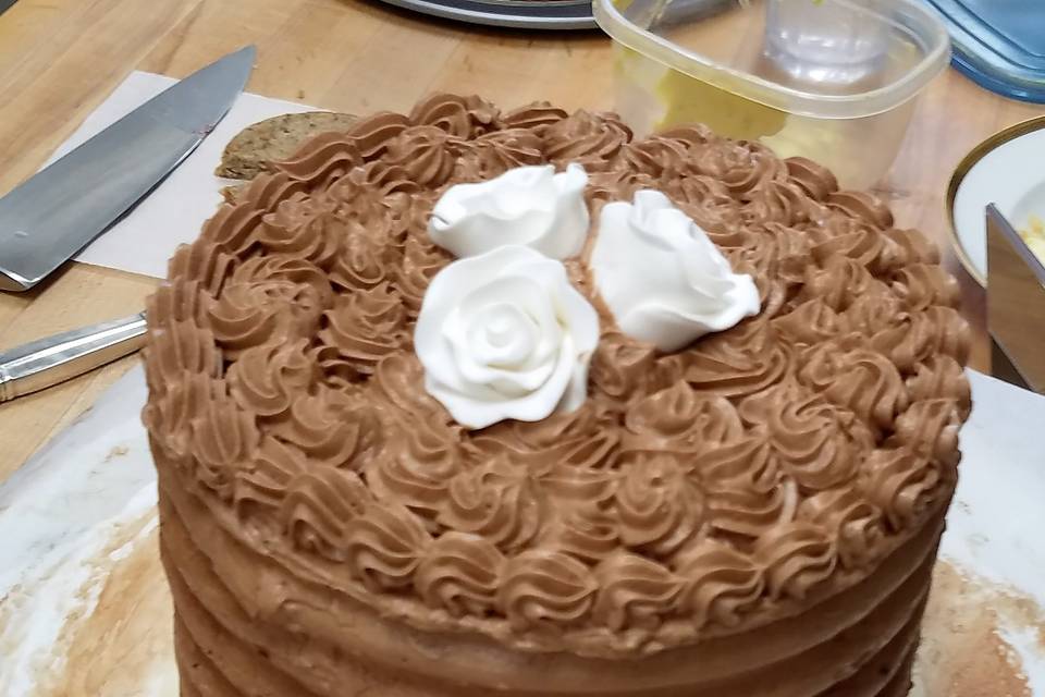 Salted Caramel Chocolate Layer Cutting Cake w Chocolate Caramel Buttercream