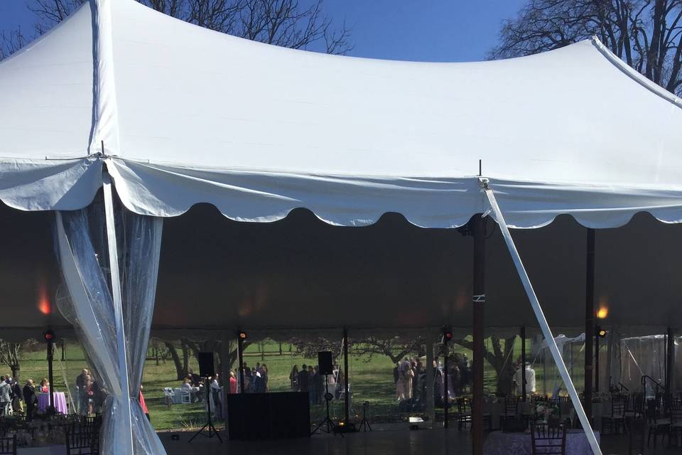 Reception tent setup