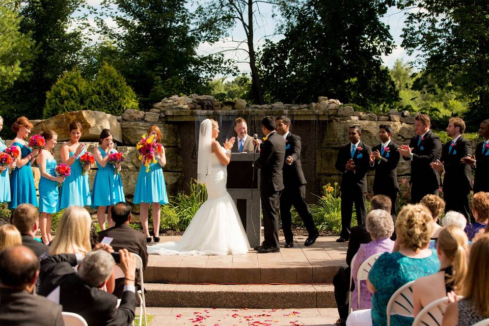 Outdoor wedding ceremony in summer