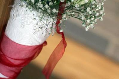 Pew Markers with White Roses & Baby's Breath