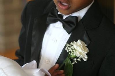 Ring Bearer Wearing Carnation Boutonniere
