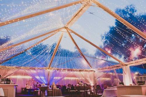 Clear tent ceiling, Lights by Get Lit, Tent by Beachview Rentals