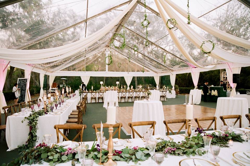 Clear tent ceiling, Lights by Get Lit, Tent by Beachview Rentals