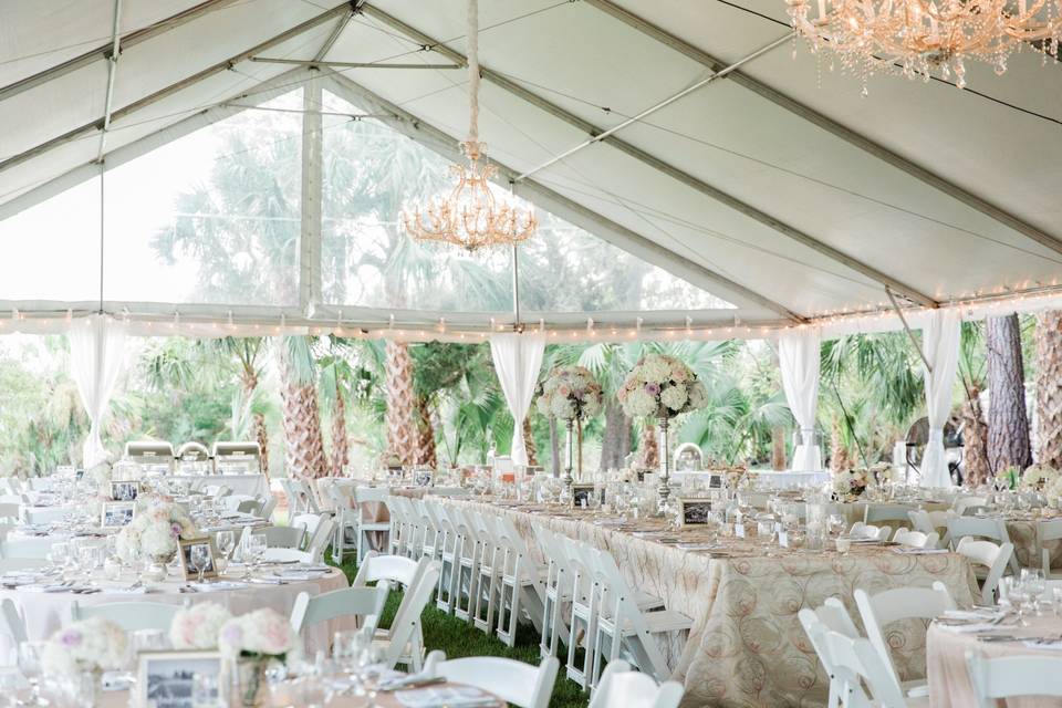 Clear tent ceiling, Lights by Get Lit, Tent by Beachview Rentals