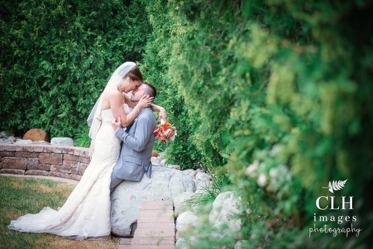 Newlyweds kissing