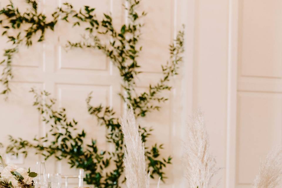 Long table with floral decorations