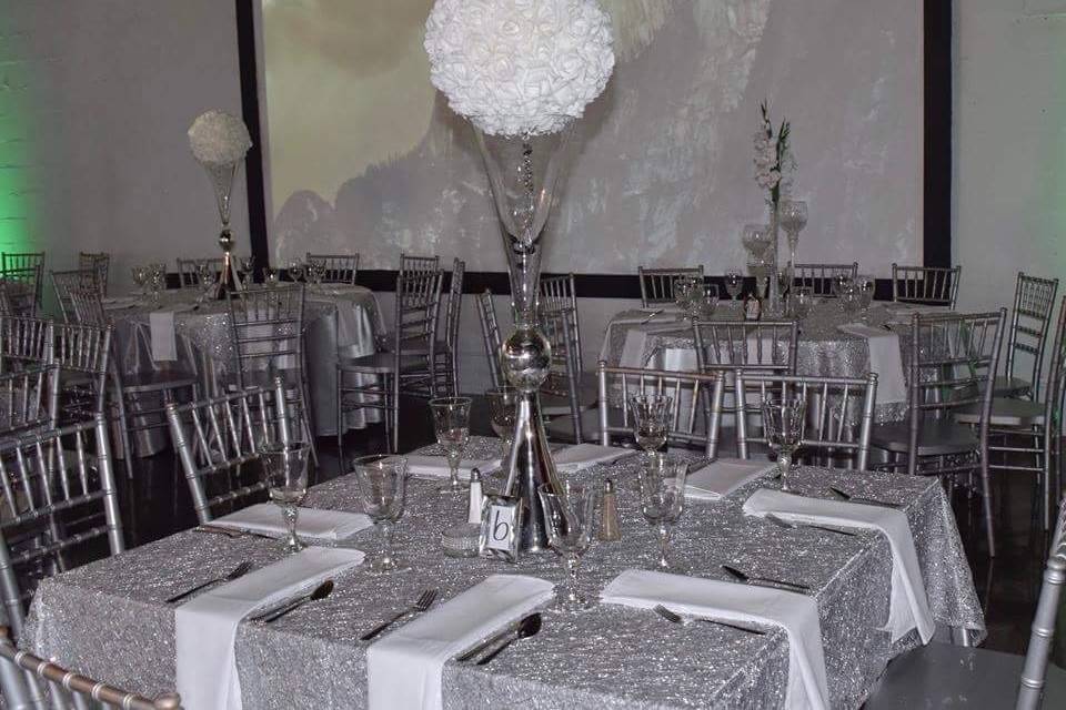 Table setup with centerpiece