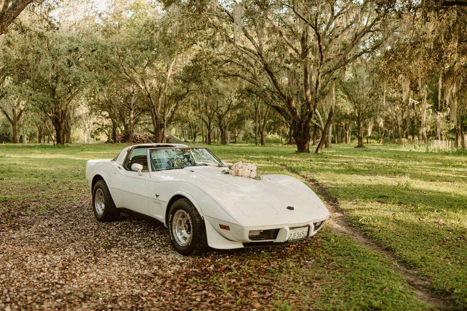 Vintage car and flowers