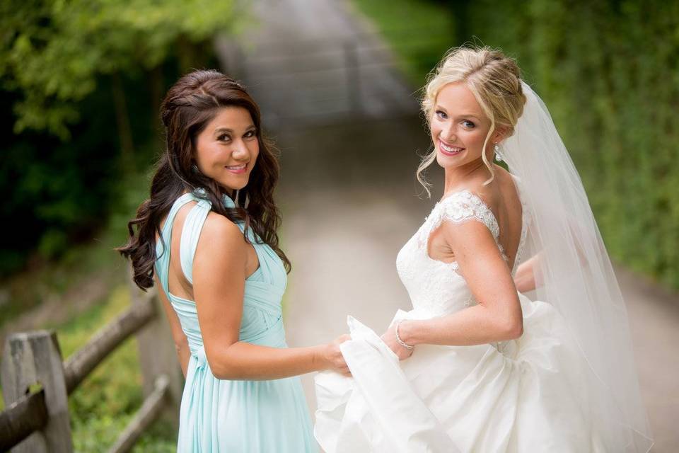 The bride and maid of honor