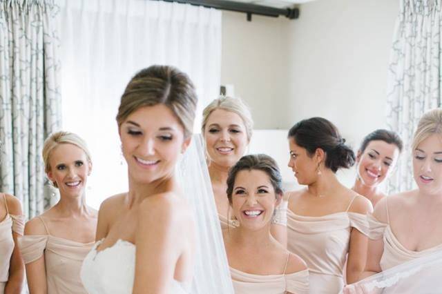 Our Bride, Paige in the elegant, chic neutral dresses from Jenny Yoo