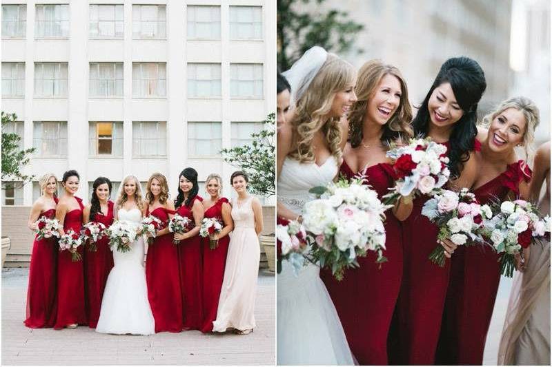 Ladies in Red for a christmas wedding in New Orleans just feels right