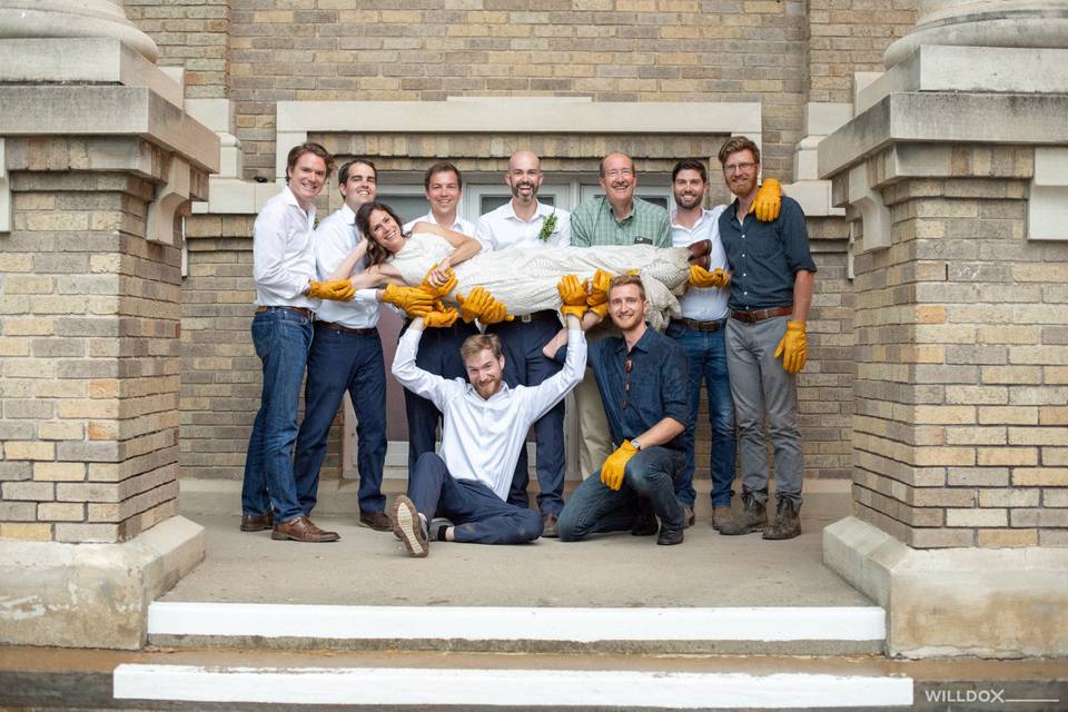 The men and the bride