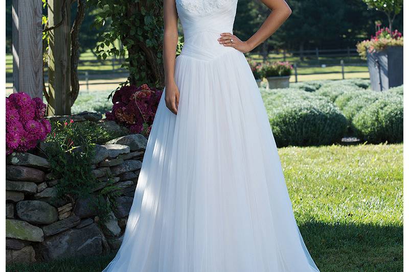 Style 3977	<br>	Beaded Ball Gown with Ruched Tulle Waistline