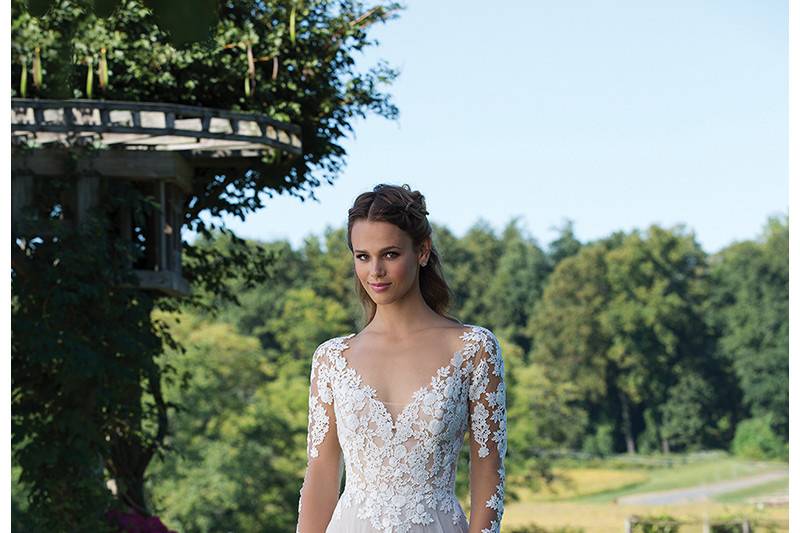 Style 3972	<br>	Venice Lace Gown with Illusion Bodice and Sleeves