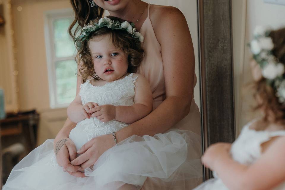 Bridesmaid and her daughter