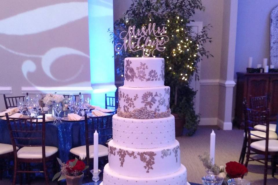 Wedding cake with silver design